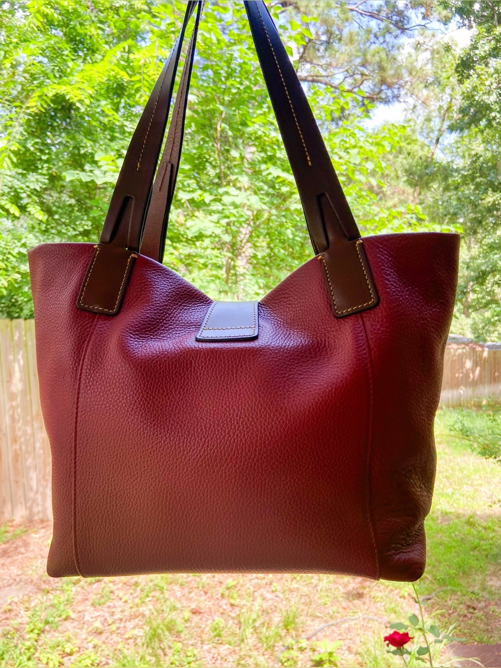Dooney & Bourke Derby East/West Pebbled Leather Tote -Red Shoulder Bag Old Money - Picture 9 of 16